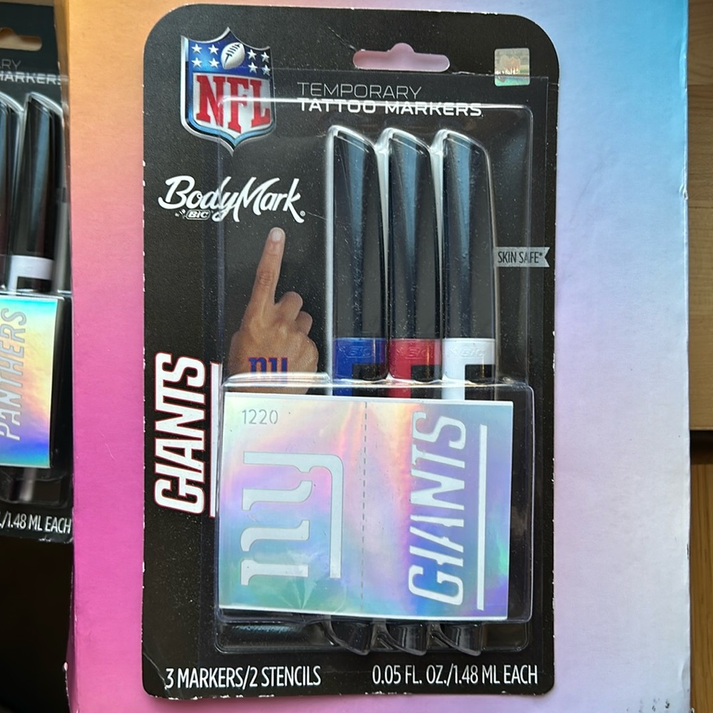 NY Giants Bic BodyMark Tattoo Pens